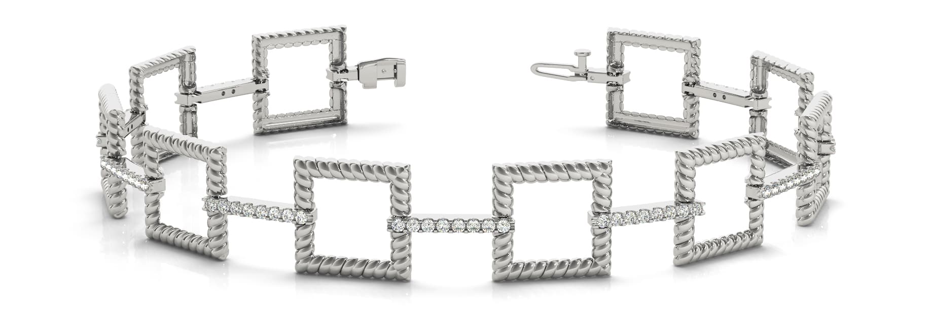 Sq/diamond Bar Bracelet (1.03 ct. tw.) — White Gold