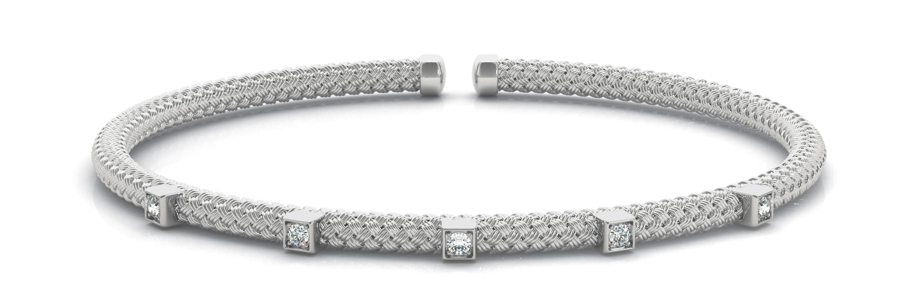 Square Flexible Stackable Cuff (0.15 ct. tw.) — White Gold