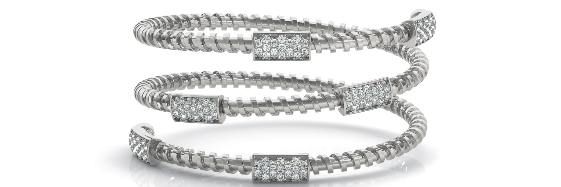 Cork Screw Spiral Station Bangle (0.77 ct. tw.) — White Gold