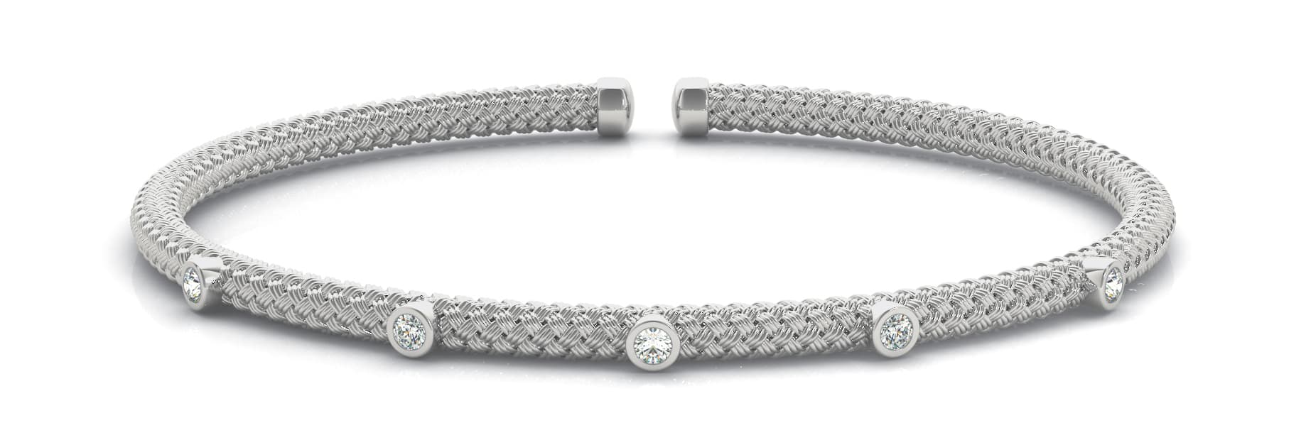 Bezel Set Stackable Bangles (0.02 ct. tw.) — White Gold