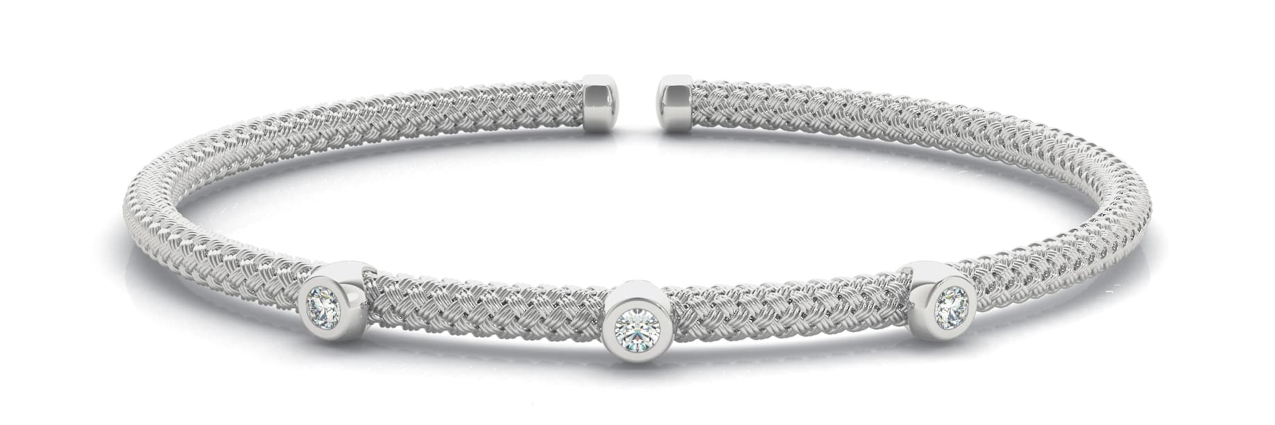 Bezel Set Flexible Stackable Cuff (0.03 ct. tw.) — White Gold