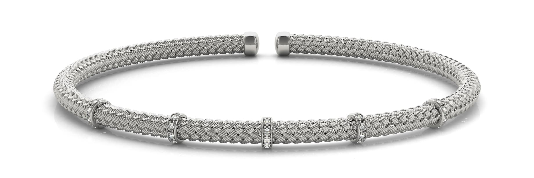 Flexible Stackable Cuff (0.09 ct. tw.) — White Gold