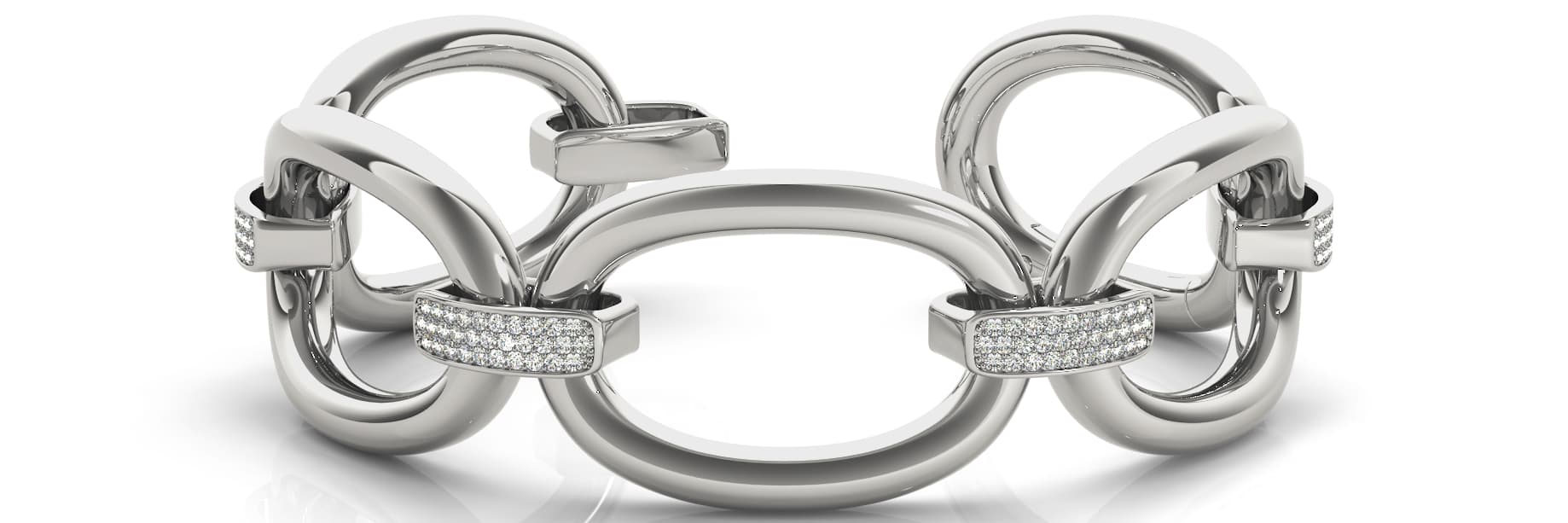 Ex Lrg Link/dia connector Bracelet (1 1/3 ct. tw.) — White Gold