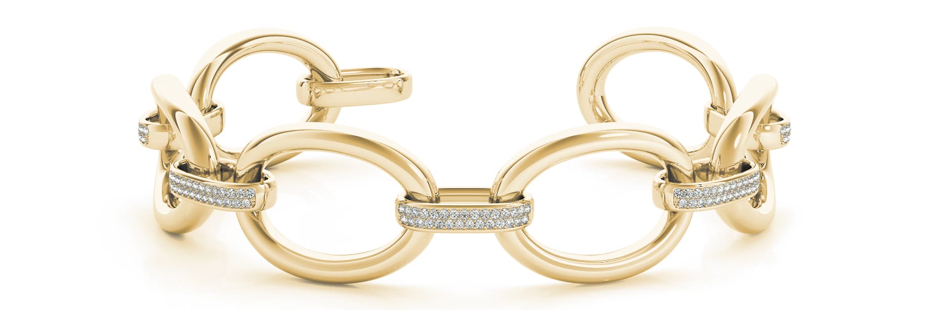 Large Link/dia connector Bracelet (1 1/3 ct. tw.) — White Gold
