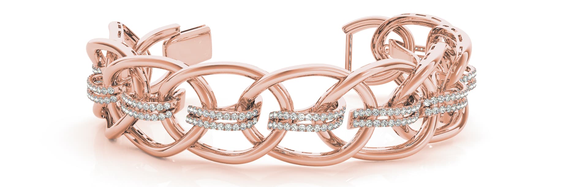 Lrg Double Interlock Link Bracelet (3 1/2 ct. tw.) — White Gold