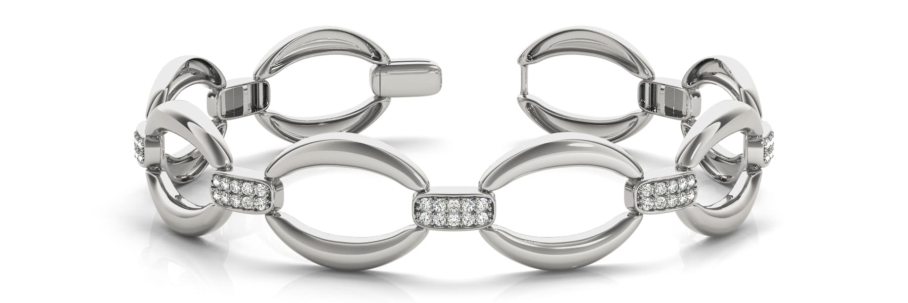 Large Link/dia connector Bracelet (1.05 ct. tw.) — White Gold