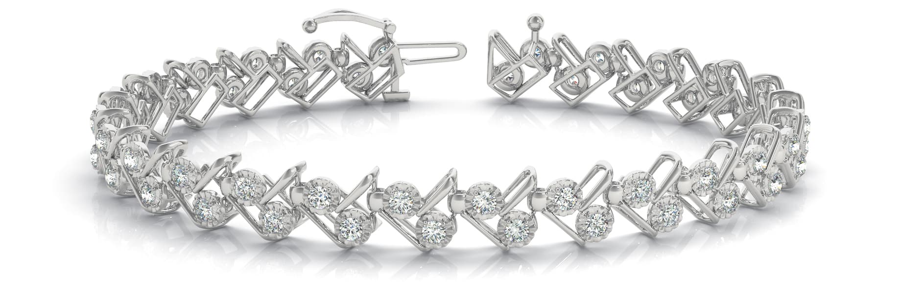 Light Weight Zig Zag Bracelets (1.08 ct. tw.) — White Gold