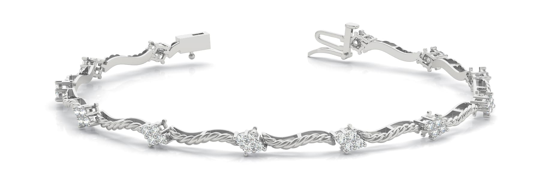 Braided Rope Link Bracelet (1.2 ct. tw.) — White Gold