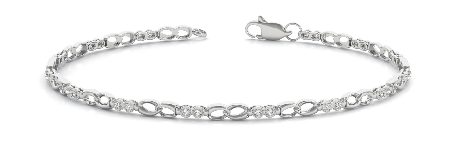 Light Weight Interlock Bracelet (1/8 ct. tw.) — White Gold