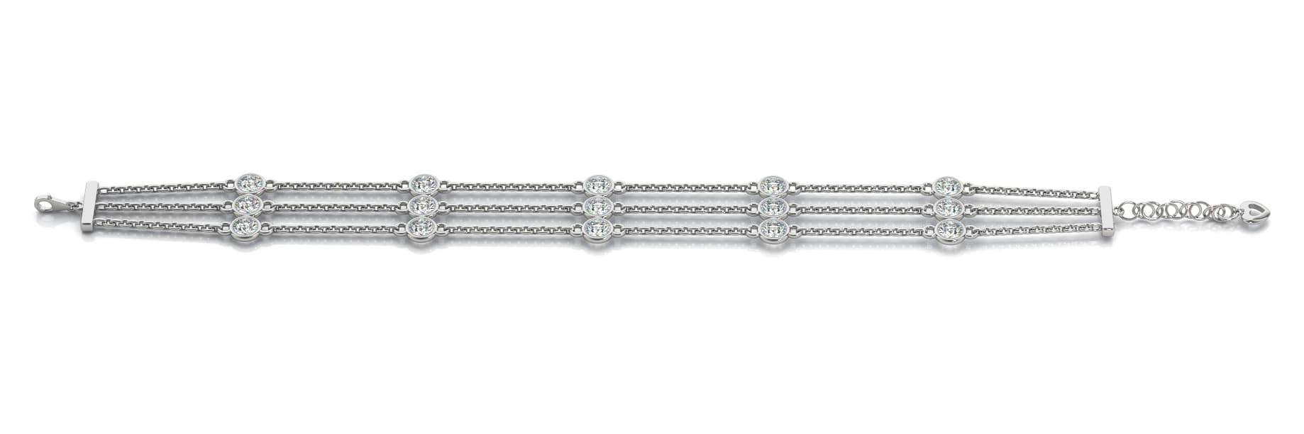 3 ROW DIAMOND &amp; CHAIN — .16 CT (2.4 ct. tw.) — White Gold