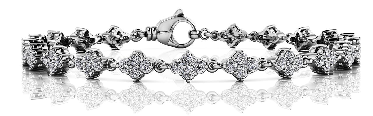 Flower Cluster Link Bracelet — 1.75 CT (1 3/4 ct. tw.) — View 1