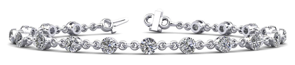 Under-clasp -single Prong Bracelet — 2 CT (2.31 ct. tw.) — White Gold