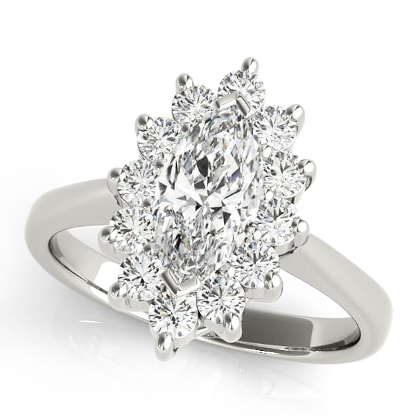 Marquise Halo Engagement Rings in 10k White Gold