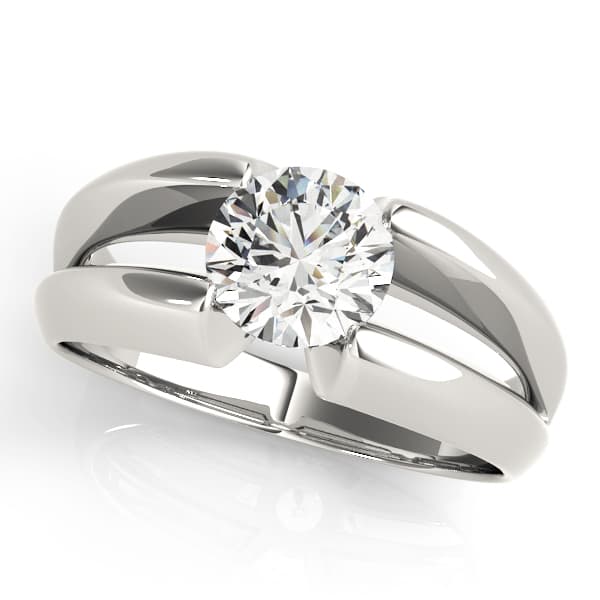 Solitaire Split Shank Engagement Ring in 10k White Gold
