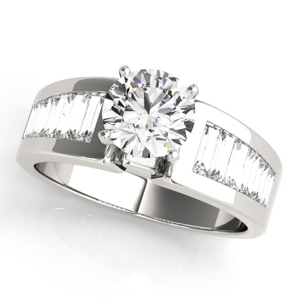 Wide Channel-Set Straight Baguette Engagement Ring — style 80143 in 10k White Gold