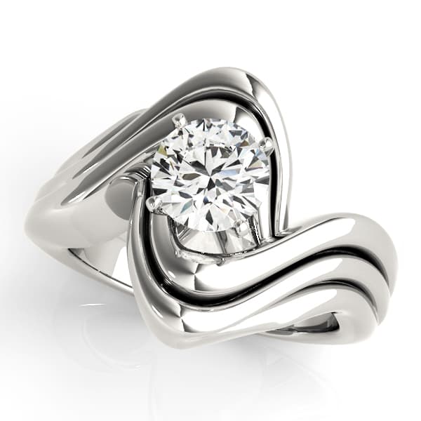Swirl Solitaire Engagement Rings — style 80627 in 10k White Gold