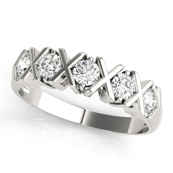 XO-Shape Prong Set Wedding Band — 1 CT (1 ct. tw.) — View 1