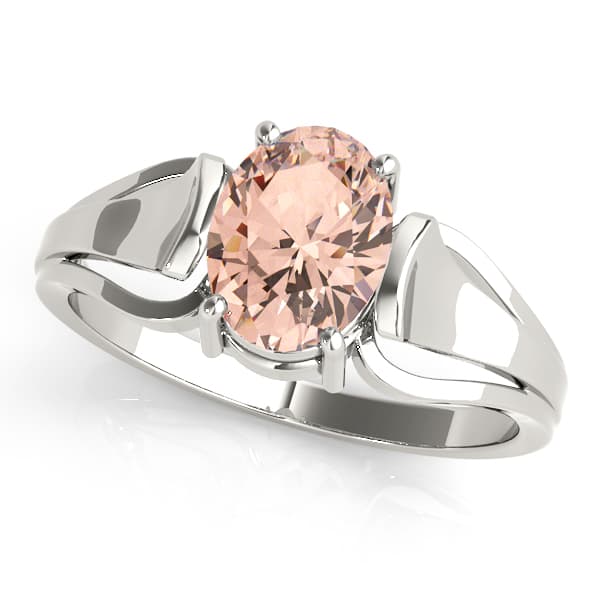 Solitaire Cathedral Color Engagement Ring in 10k White Gold