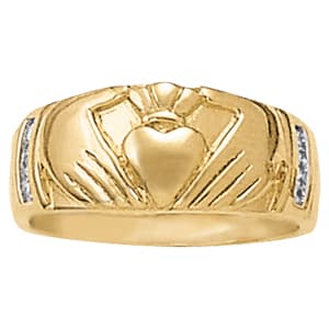 Religious Heart Love Irish Claddagh Celtic Ring (0.06 ct. tw.) — View 1