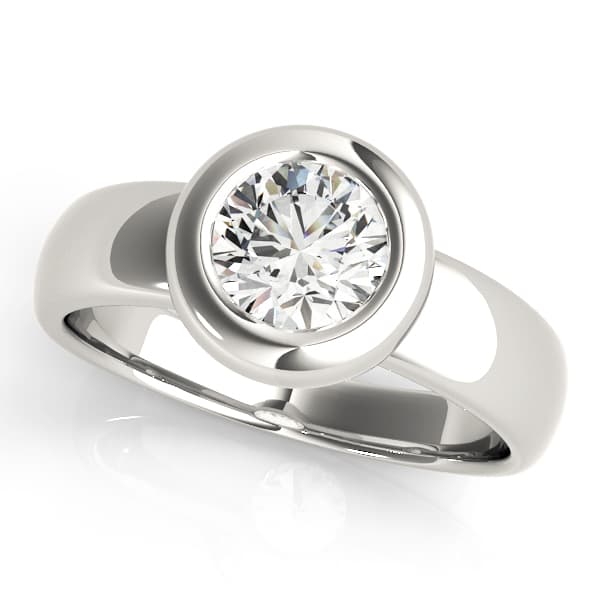 Solitaire Bezel Set Engagement Ring in 10k White Gold