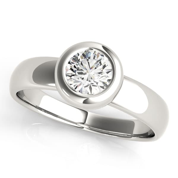 Solitaire Bezel Set Engagement Rings in 10k White Gold