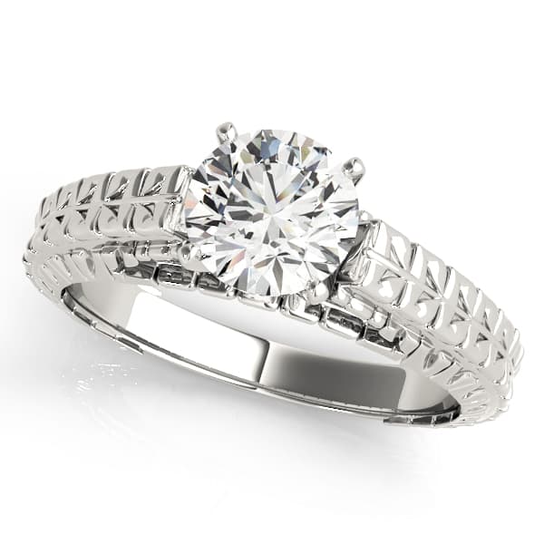 Vintage Filigree Solitaire Engagement Ring — style 81868 in 10k White Gold