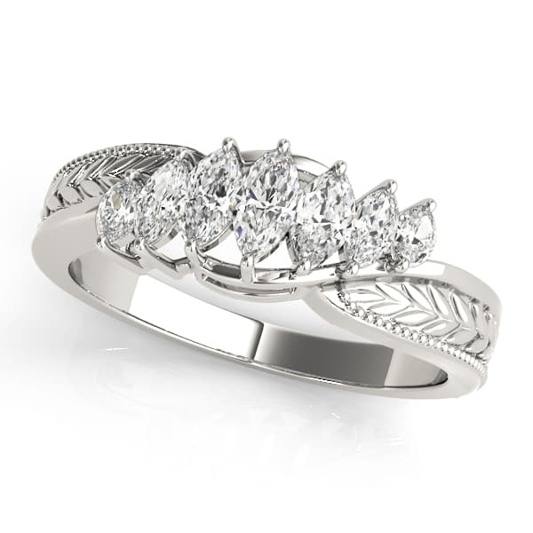 Nature Inspired Filigree Milgrain Marquise Shape Wedding Bands — A (0.43 ct. tw.) — View 1