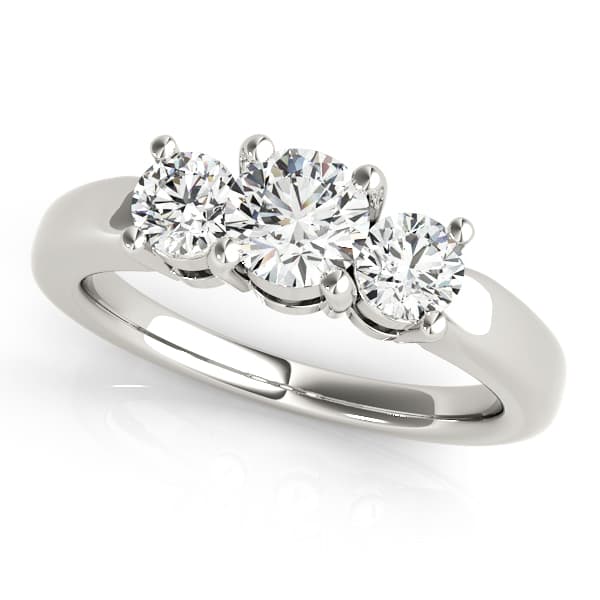 3-Stone Round Engagement Ring in 10k White Gold