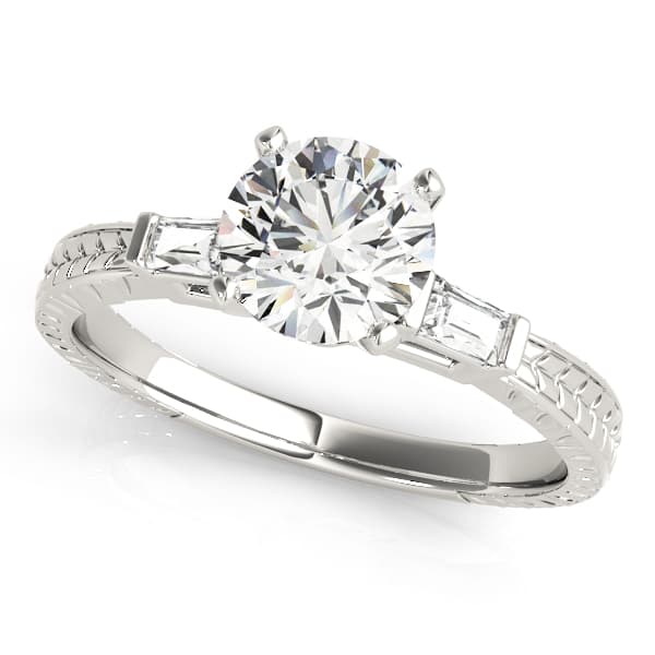 3-Stone Side Baguette Engagement Ring — style 82005 in 10k White Gold