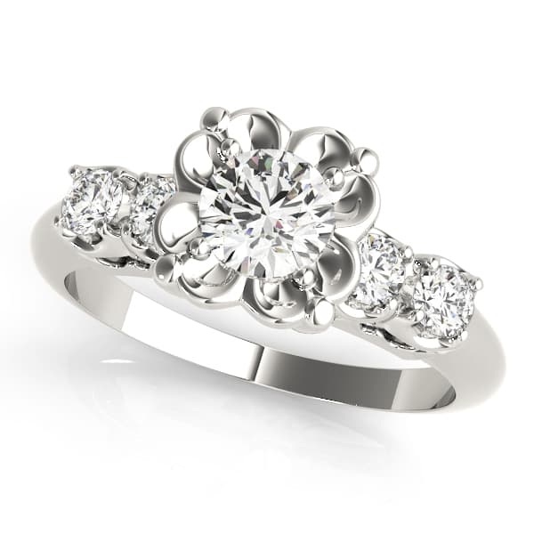 *B-dwn*ENG RINGS SINGLE ROW PRONG in 10k White Gold