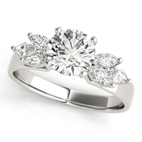 Marquise Side Cluster Engagement Ring — style 82065 in 10k White Gold
