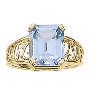Vintage Filigree Emerald Color Ring — View 1