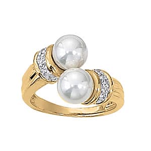 Bypass Pearl Color Ring (1/8 ct. tw.) — View 1