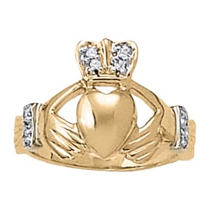 Religious Claddagh Men Ring (0.08 ct. tw.) — View 1