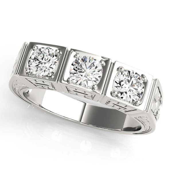 3-Stone Cluster Prong Engagement Ring in 10k White Gold