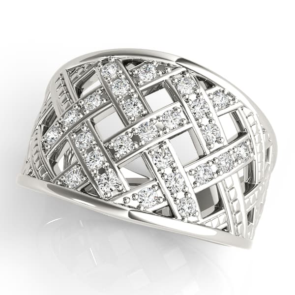 Multirow Cross Prong Fashion Ring (1/4 ct. tw.) — View 1