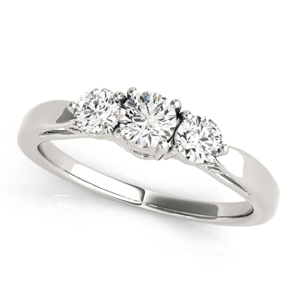 3-Stone Prong Set Engagement Rings in 10k White Gold