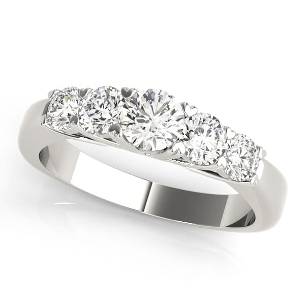 5-Stone Prong Set Wedding Bands — 1 CT (5/8 ct. tw.) — View 1