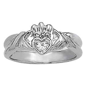 Religious Claddagh Ring (0.03 ct. tw.) — View 1