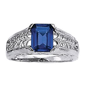 Emerald-Cut Filigree Color Rings — View 1