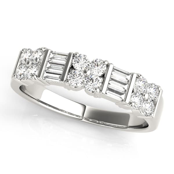 Alternating Baguette &amp; Round Bar Set Wedding Rings (2/3 ct. tw.) — View 1