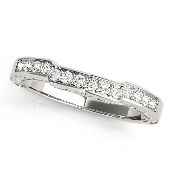 Prong In Channel Curved Wedding Band (1/8 ct. tw.) — View 1