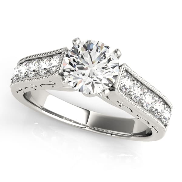 Antique Prong In Channel Migrain Filigree Engagement Ring — style 82676 in 10k White Gold
