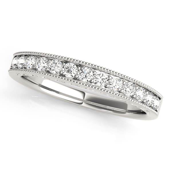 Prong In Channel Milgrain Wedding Band (0.3 ct. tw.) — View 1