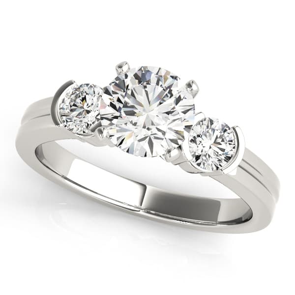 3-Stone Half Bezel Round Engagement Ring — style 82848 in 10k White Gold