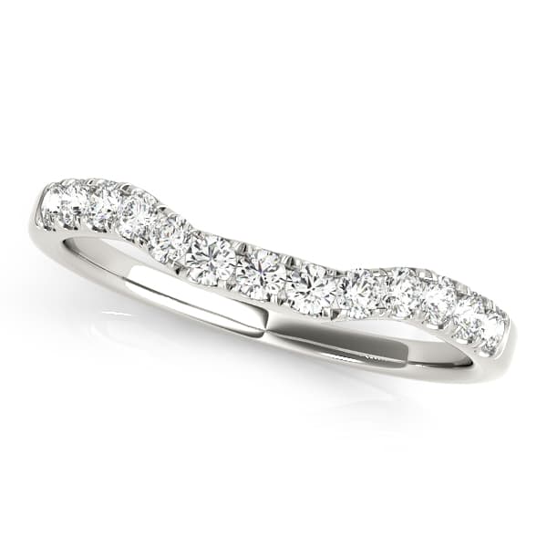 Split Prong Curved Wedding Bands — 1/2 CT (1/2 ct. tw.) — White Gold