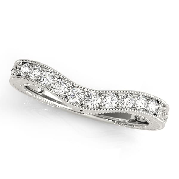 Antique Milgrain Curved Wedding Band — 1/4 CT (1/4 ct. tw.) — View 1