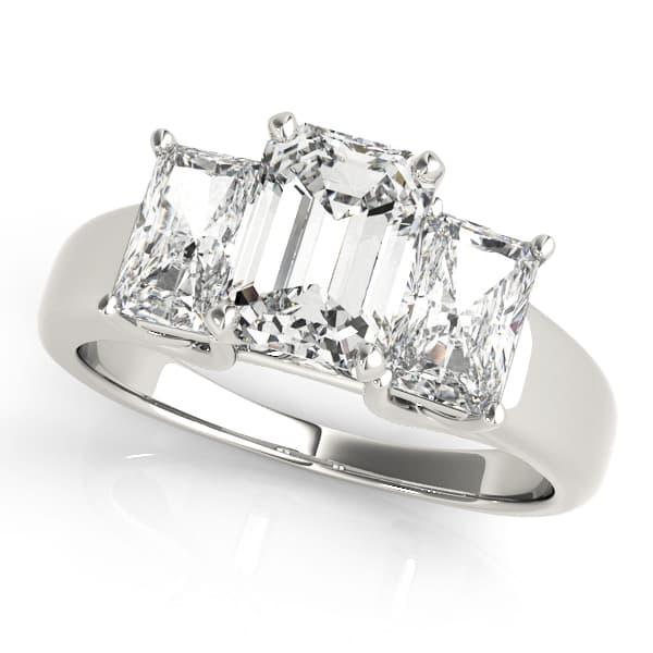 3-Stone Emerald Cut Trellis Engagement Ring — style 83232 in 10k White Gold