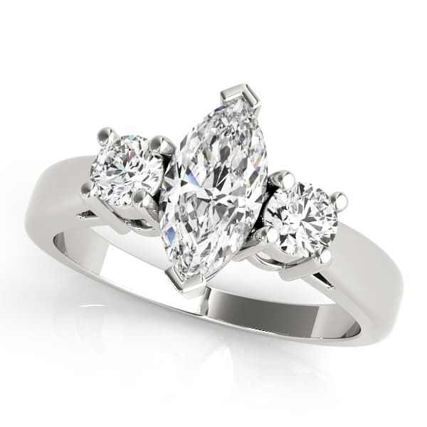 3-Stone Marquise Engagement Ring in 10k White Gold
