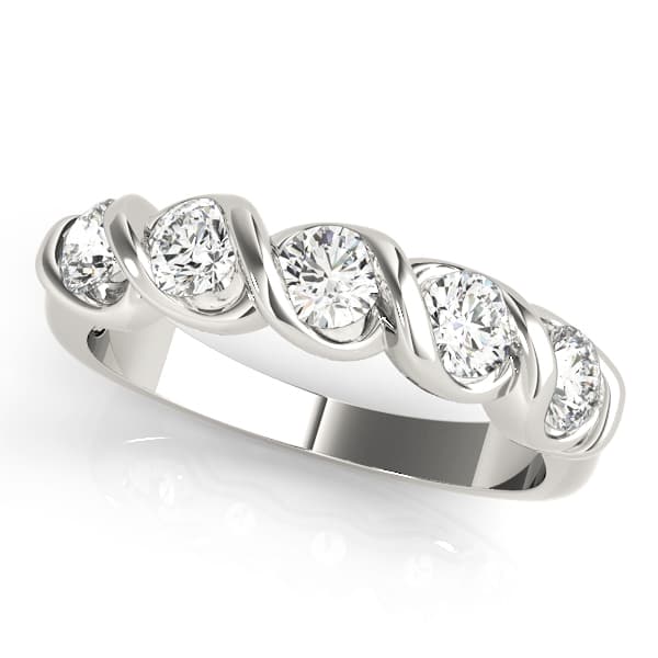5-Stone Swirled Wedding Band — 1/2 CT (1/2 ct. tw.) — View 1